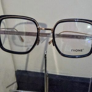 FHONE Square Glasses with Black and Gold Frame